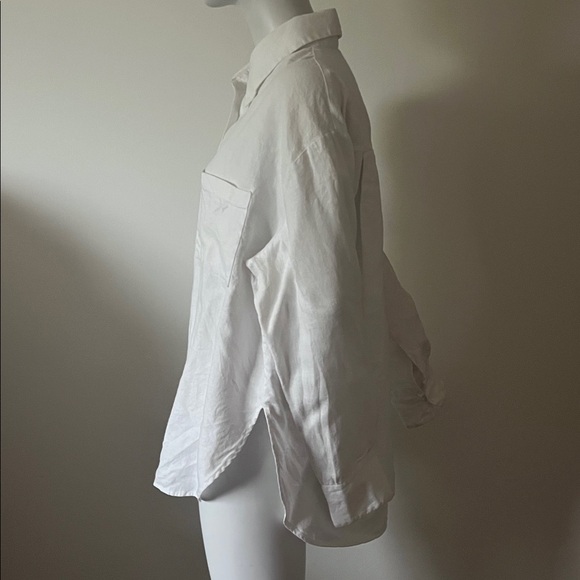 Reformation Andy Oversized Long Sleeve Button-Up Shirt White - Picture 7 of 13